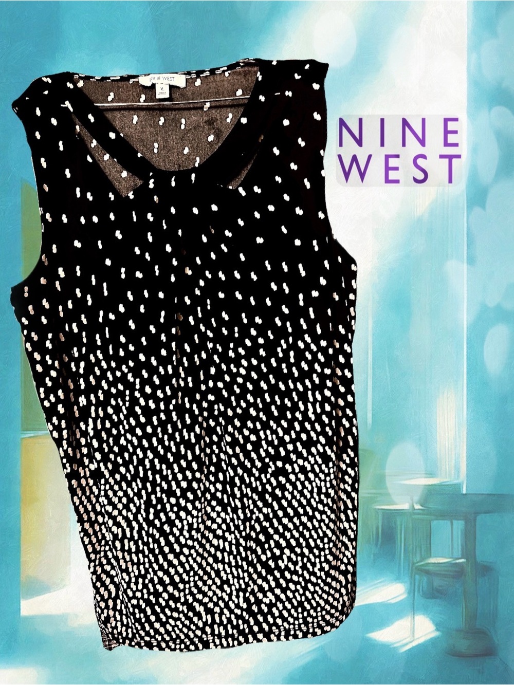 Nine West Black and White Sheer V neck
Women's Top